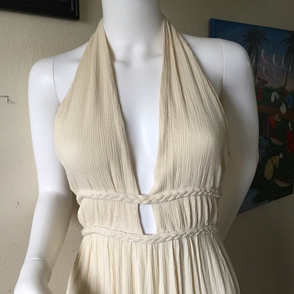 Illa Illa Ivory Gauze Halter Maxi Dress Medium - Picture 2 of 8